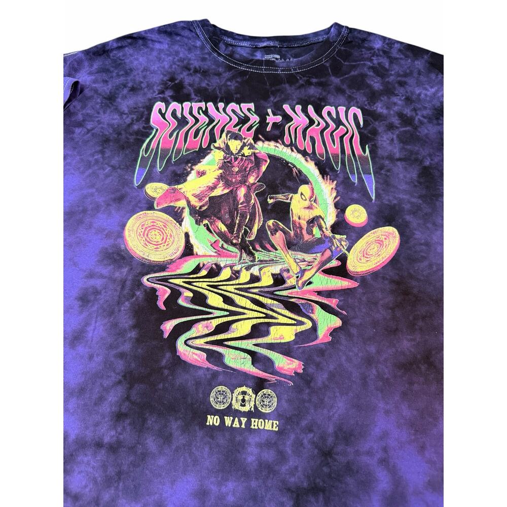 Marvels Spiderman No Way Home Dr Strange Tye Dye T-Shirt Large 100% Cotton